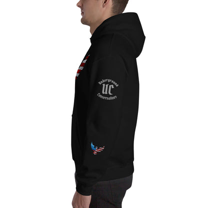 "Patriot Eagle" with 1776 & UC on Front (UC stands for Underground Conservatives) and Repeated on Sleeve- Unisex Hoodie