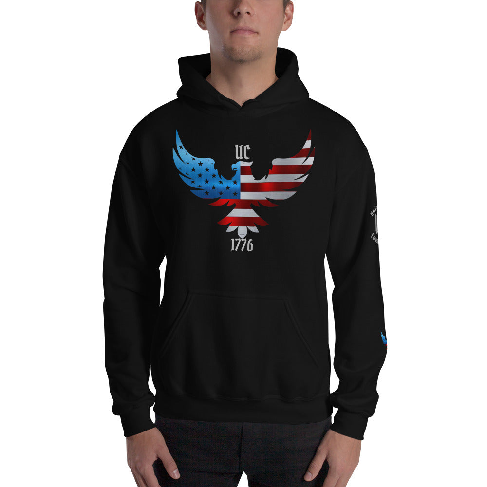 "Patriot Eagle" with 1776 & UC on Front (UC stands for Underground Conservatives) and Repeated on Sleeve- Unisex Hoodie