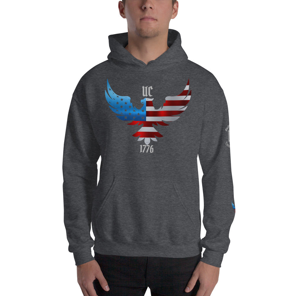 "Patriot Eagle" with 1776 & UC on Front (UC stands for Underground Conservatives) and Repeated on Sleeve- Unisex Hoodie