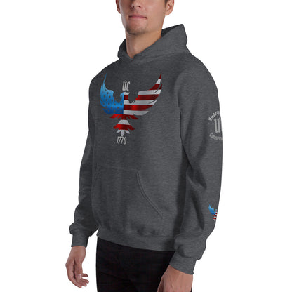 "Patriot Eagle" with 1776 & UC on Front (UC stands for Underground Conservatives) and Repeated on Sleeve- Unisex Hoodie