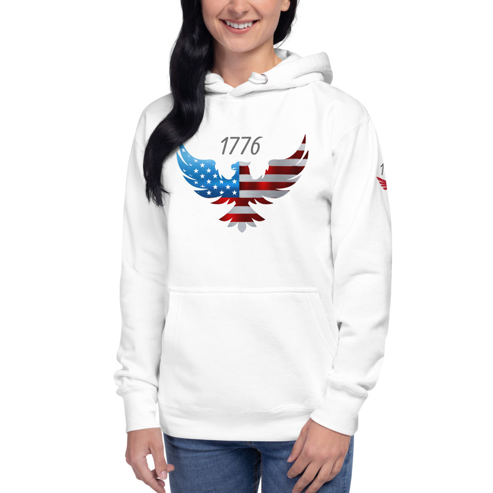 "Patriot Eagle with 1776" on Front and Sleeve- Unisex Hoodie