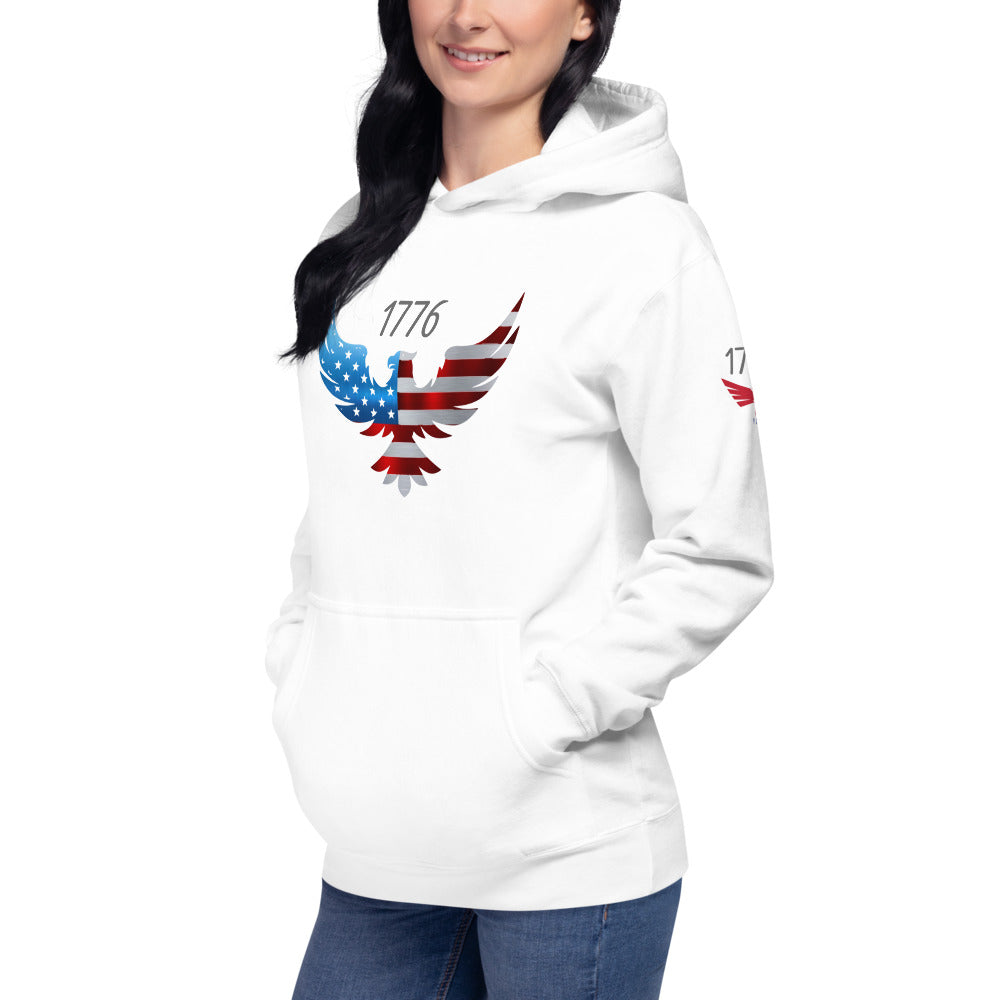 "Patriot Eagle with 1776" on Front and Sleeve- Unisex Hoodie